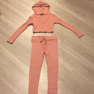 Fashion Nova Cropped Hoodie and Legging Set